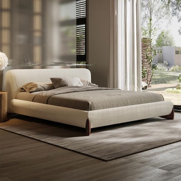 Amara Upholstered Bed Without Storage In Towel Suede Fabric