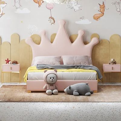 Princess Upholstered Kids Bed Without Storage In Suede