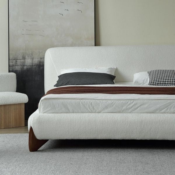 Amara Upholstered Bed Without Storage In Towel Suede Fabric