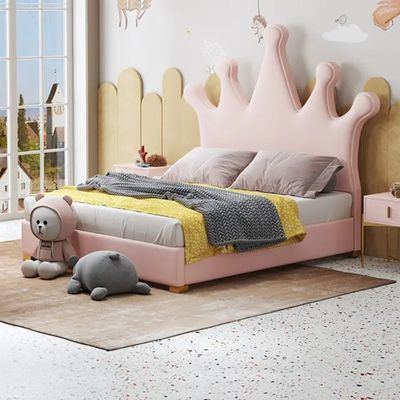 Princess Upholstered Kids Bed Without Storage In Suede