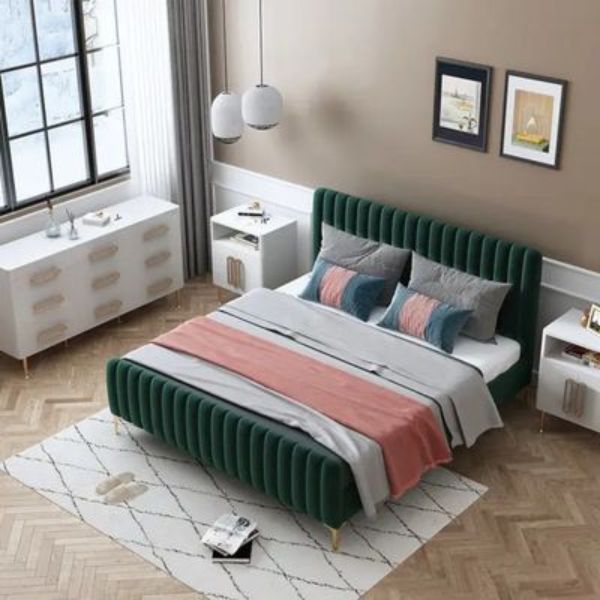 Rome Upholstered Bed Without Storage In Suede