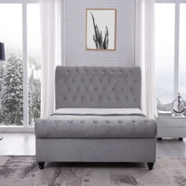 Arya Upholstered Bed Without Storage In Suede