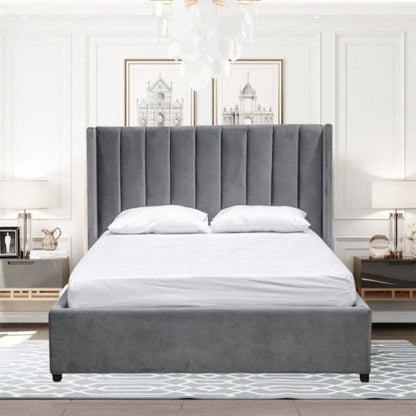 Kingdom Upholstered Bed Without Storage In Suede