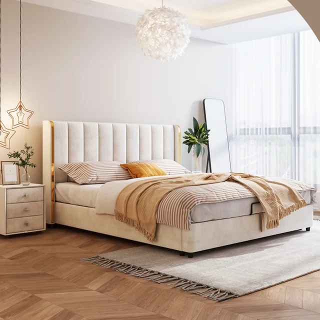 Heirloom Upholstered Bed Without Storage In Suede