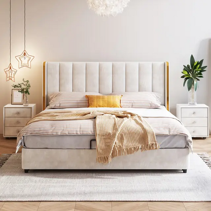Heirloom Upholstered Bed Without Storage In Suede
