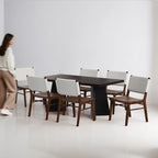 Alejandro-Manor Textured Walnut Dining Table Set - 6 & 8 Seater/ All sizes