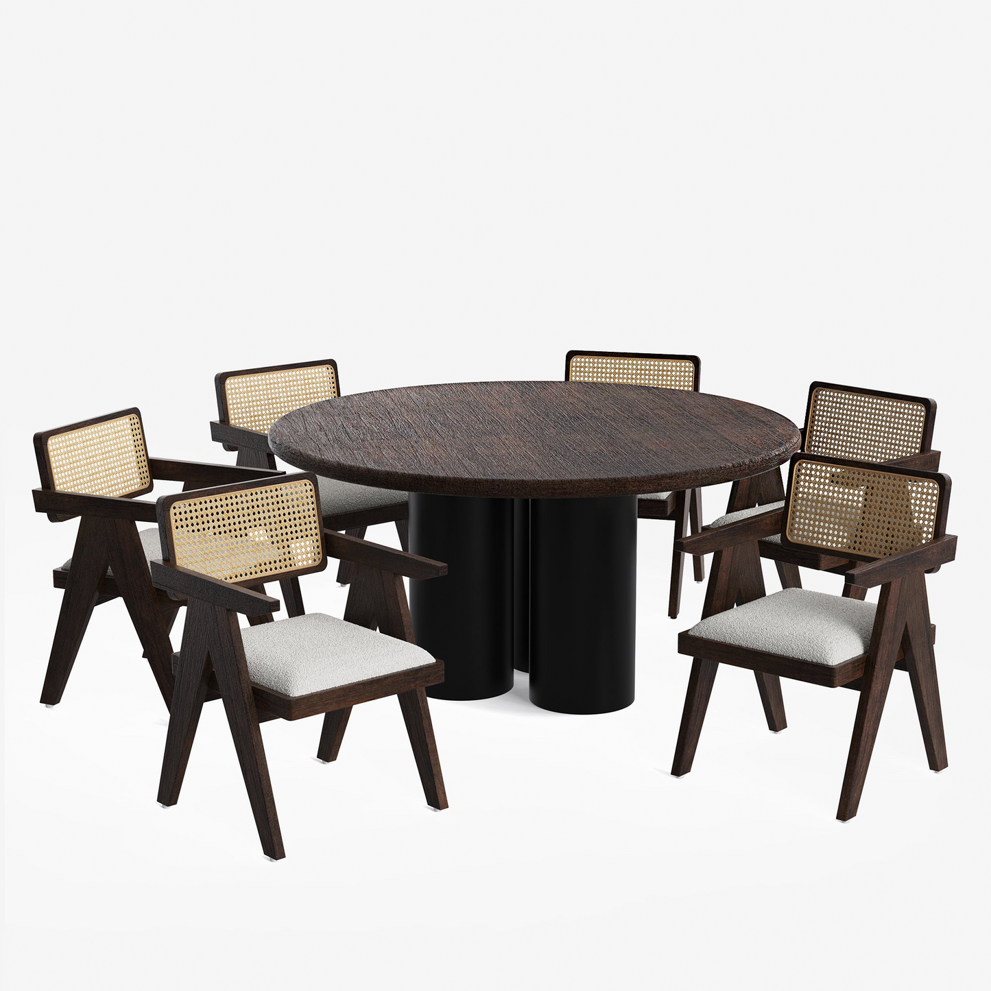 Amor-Pierre Textured Walnut Dining Table Set -  2, 4 & 6 Seater/ All sizes