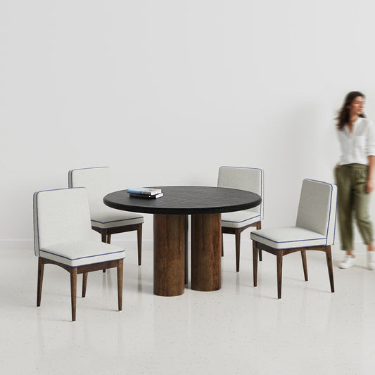 Amor-Lidia Textured Black Dining Table Set with Premium Trimming -  2, 4 & 6 Seater/ All sizes