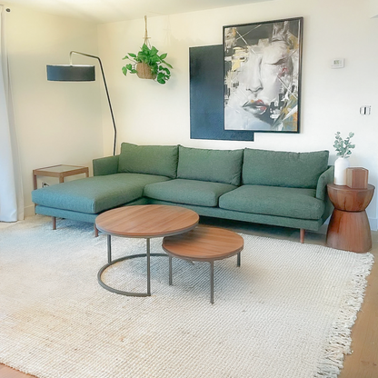 Anne Sofa | L Shaped Sectional | Down-feather Back Cushion (9.3 feet) XL | Removable Fabric