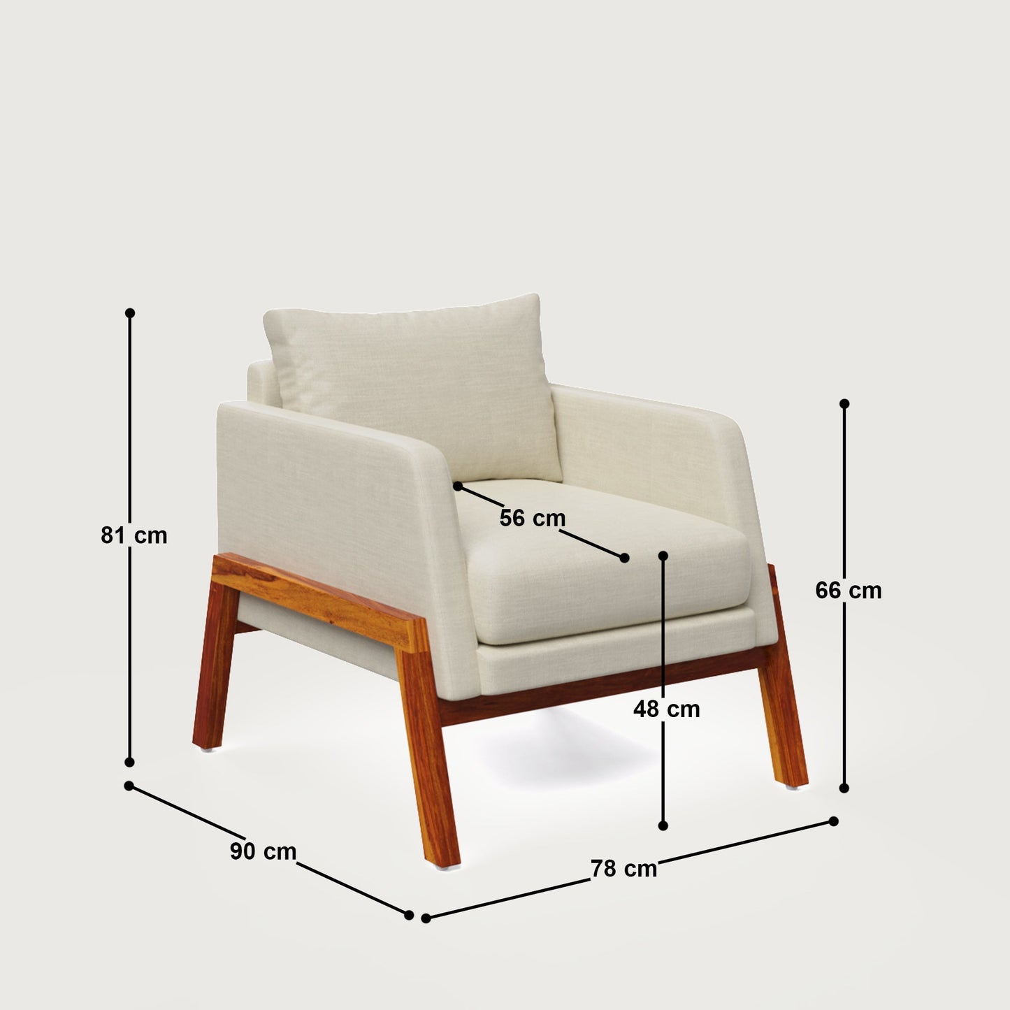 Arte Accent Chair Honey on Sheesham and Almond Latte Luxury Fabric