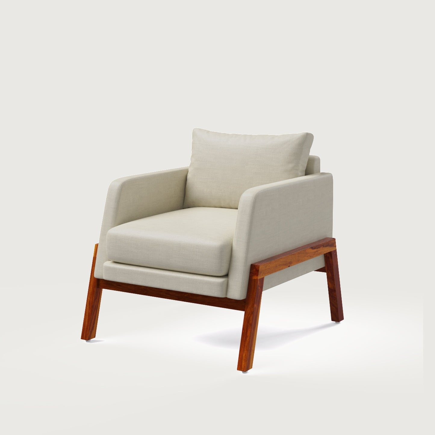 Arte Accent Chair Honey on Sheesham and Almond Latte Luxury Fabric