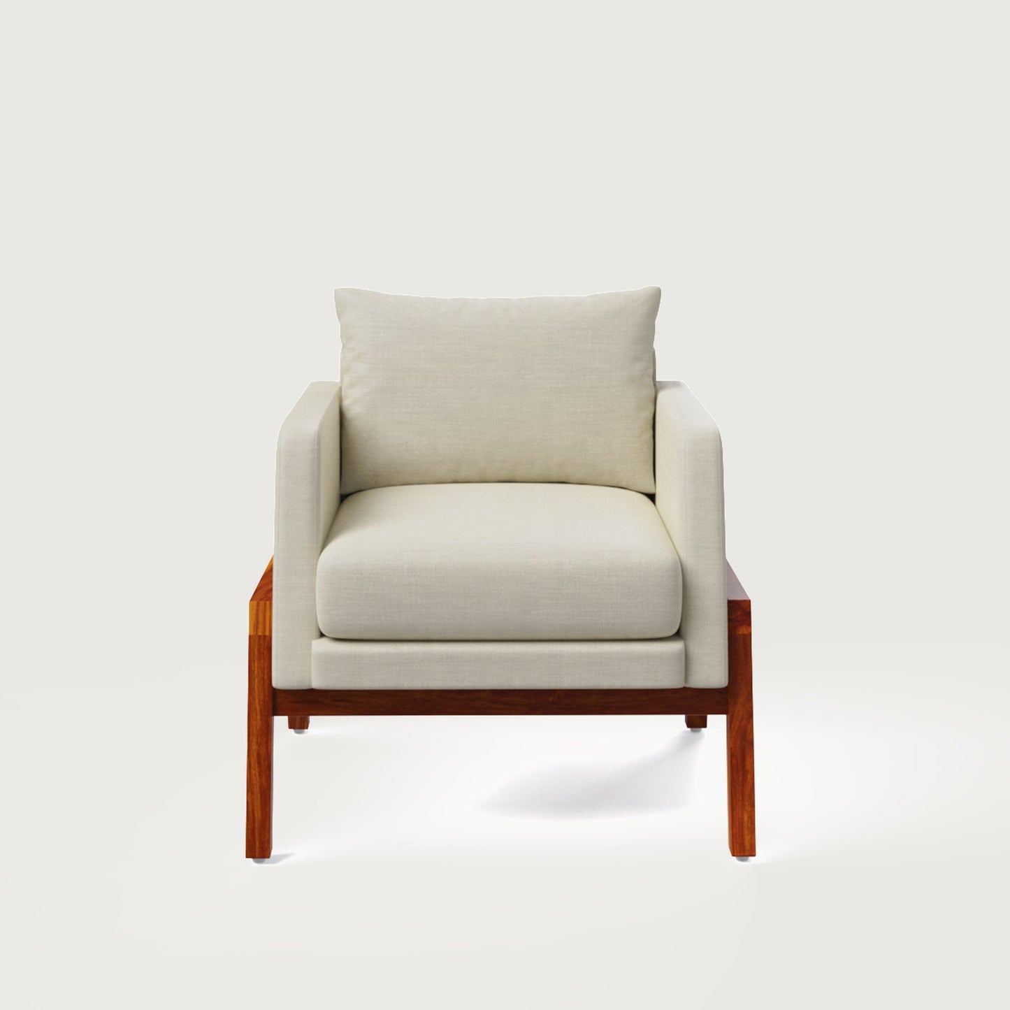 Arte Accent Chair Honey on Sheesham and Almond Latte Luxury Fabric