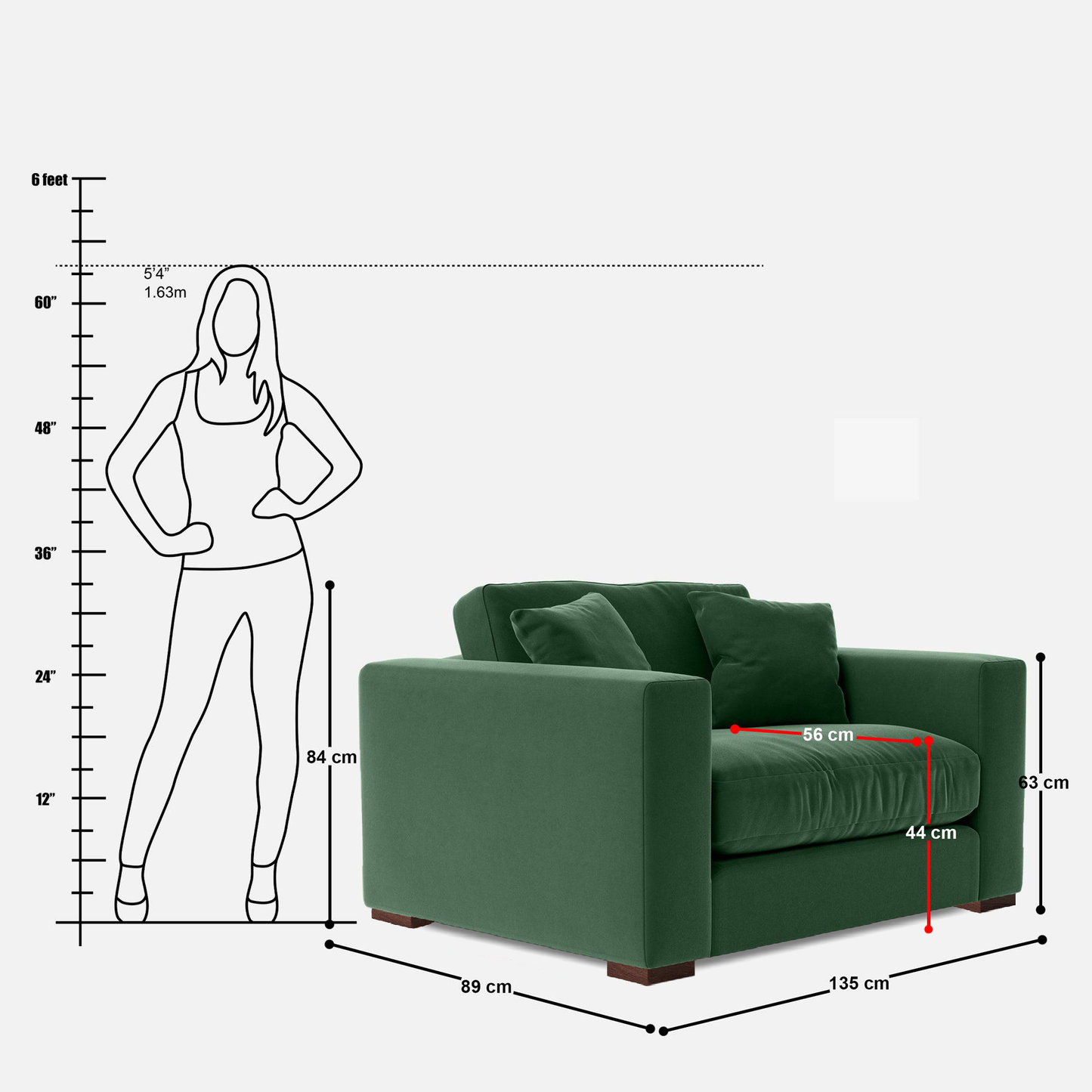 Atlanta 1 Seater Sofa - 53"