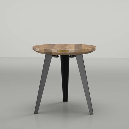 Side Table - Solid teak & Black Legs