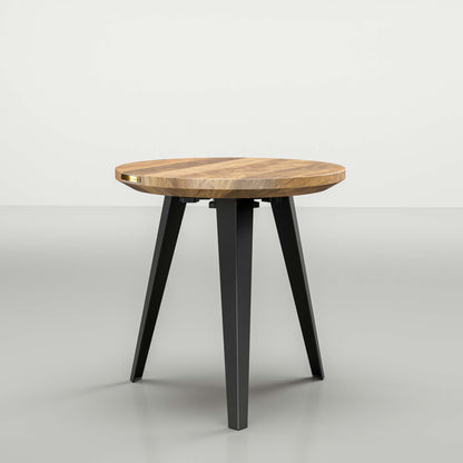 Side Table - Solid teak & Black Legs