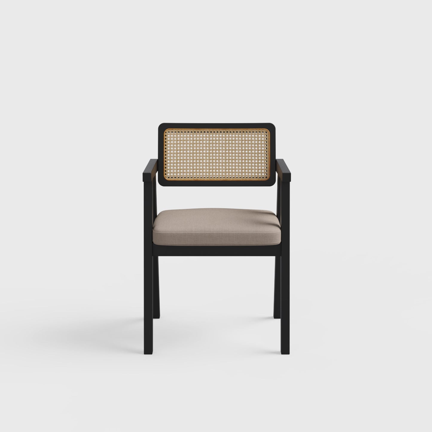 Bob Rattan Chair - Set of Two - Black on Sheesham and  Fur Beige Seats