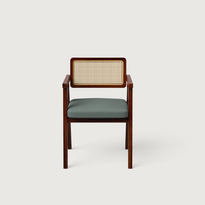 Bob Rattan Chair - Set of Two - Mahogany in Sheesham and Slate Grey Seats