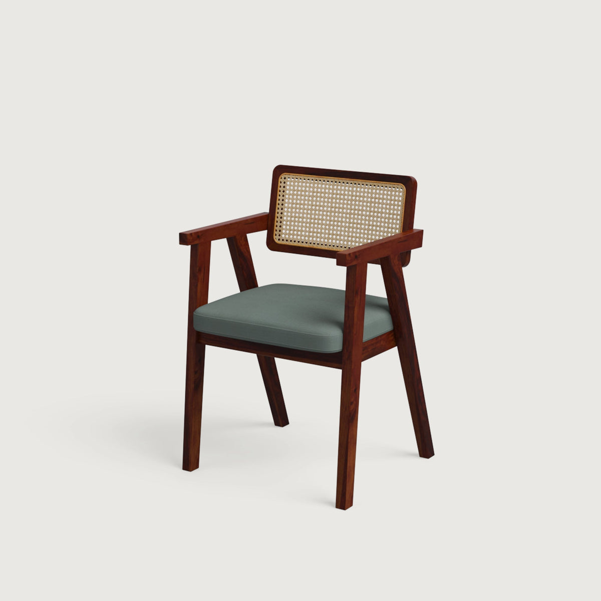 Bob Rattan Chair - Set of Two - Mahogany in Sheesham and Slate Grey Seats