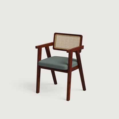 Bob Rattan Chair - Set of Two - Mahogany in Sheesham and Slate Grey Seats