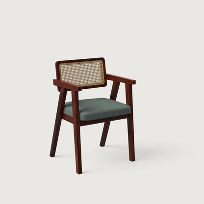 Bob Rattan Chair - Set of Two - Mahogany in Sheesham and Slate Grey Seats