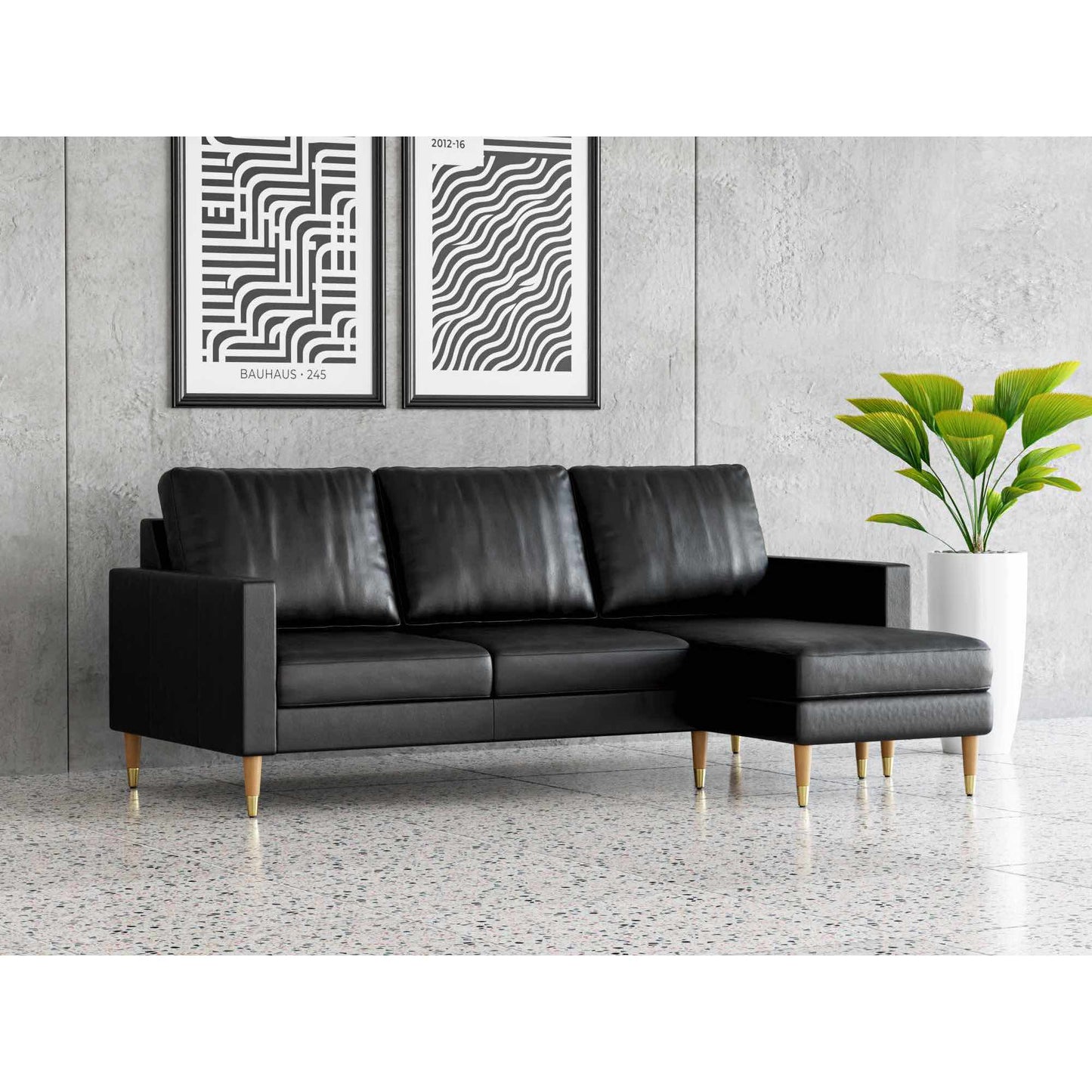 Lore Sofa | L-Shaped Right Sectional with Chaise | Italian Leather Sofa (7 feet)