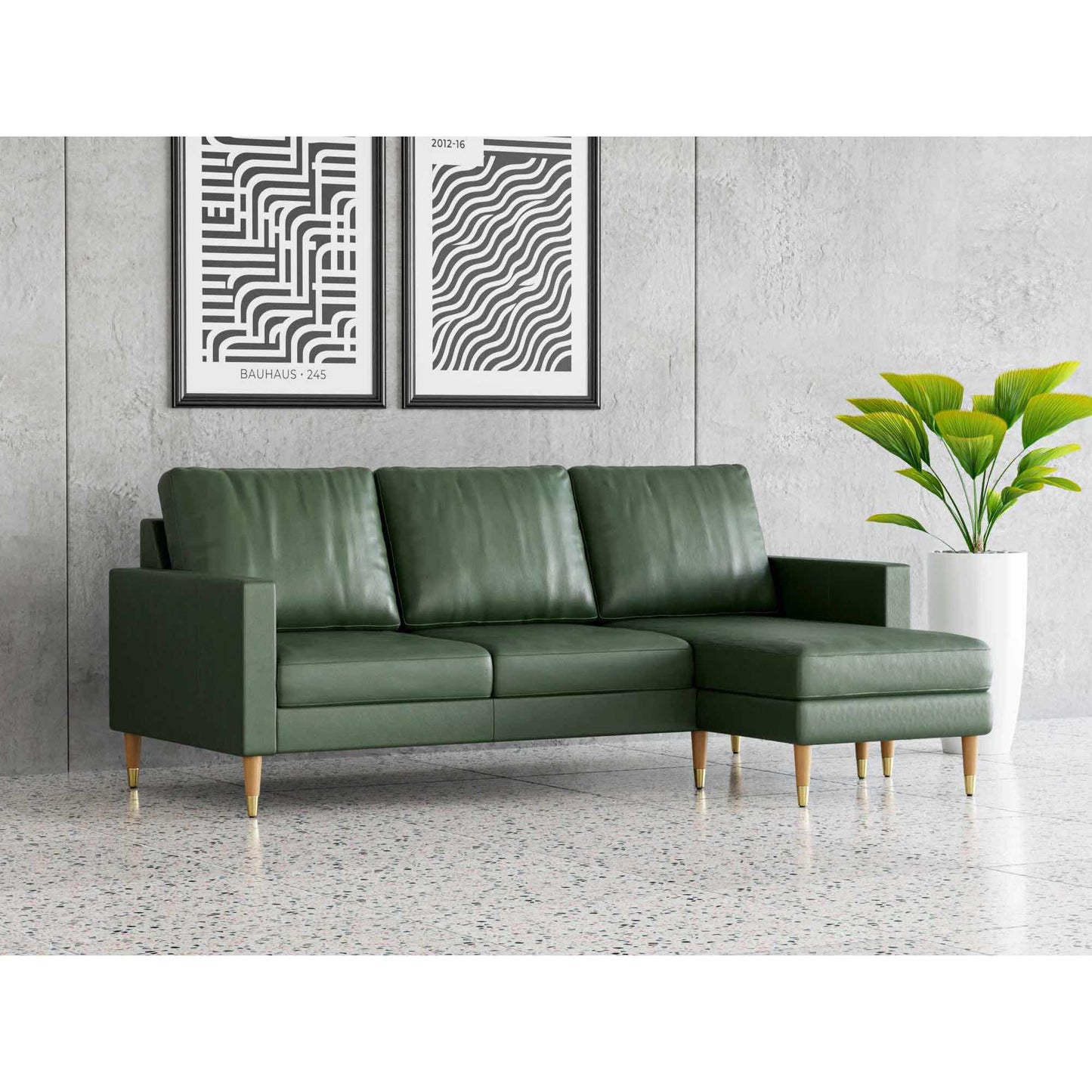 Lore Sofa | L-Shaped Right Sectional with Chaise | Italian Leather Sofa (7 feet)