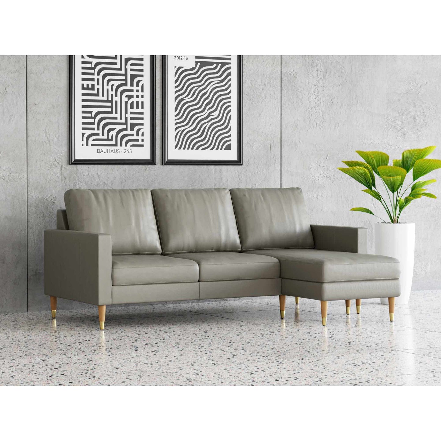 Lore Sofa | L-Shaped Sectional with Chaise | Italian Leather Sofa (7 feet)