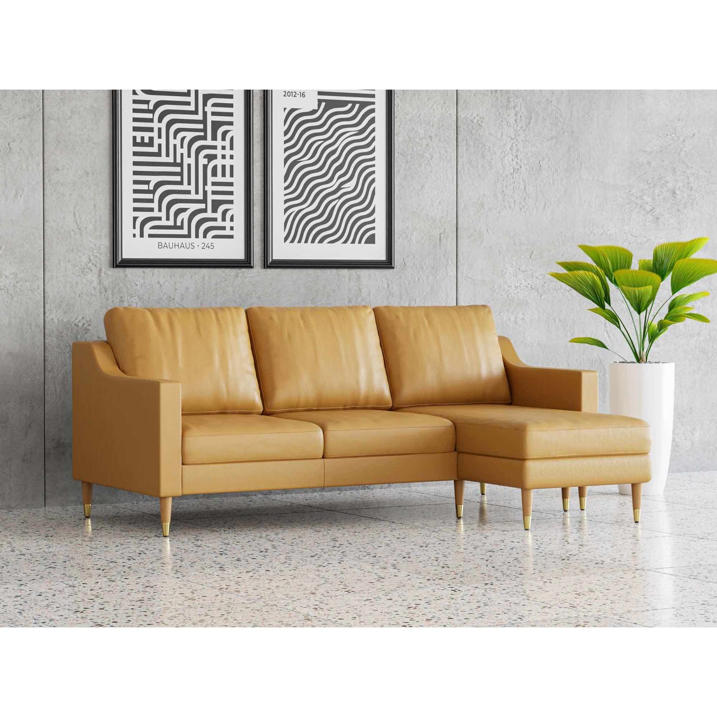 Lore Sofa | L-Shaped Sectional with Chaise | Italian Leather Sofa (7 feet)