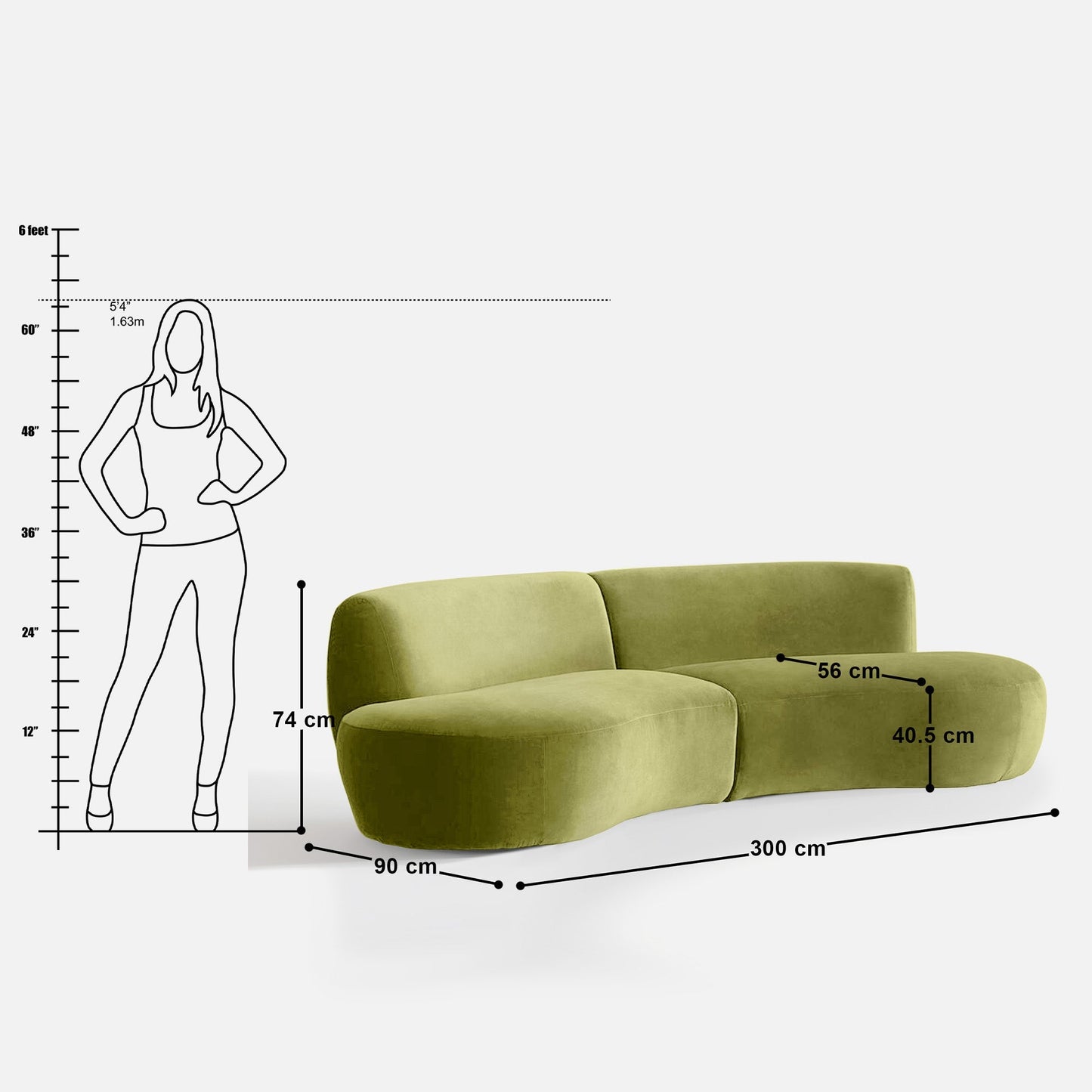 Celeste Sectional 3 Seater Sofa - 118”
