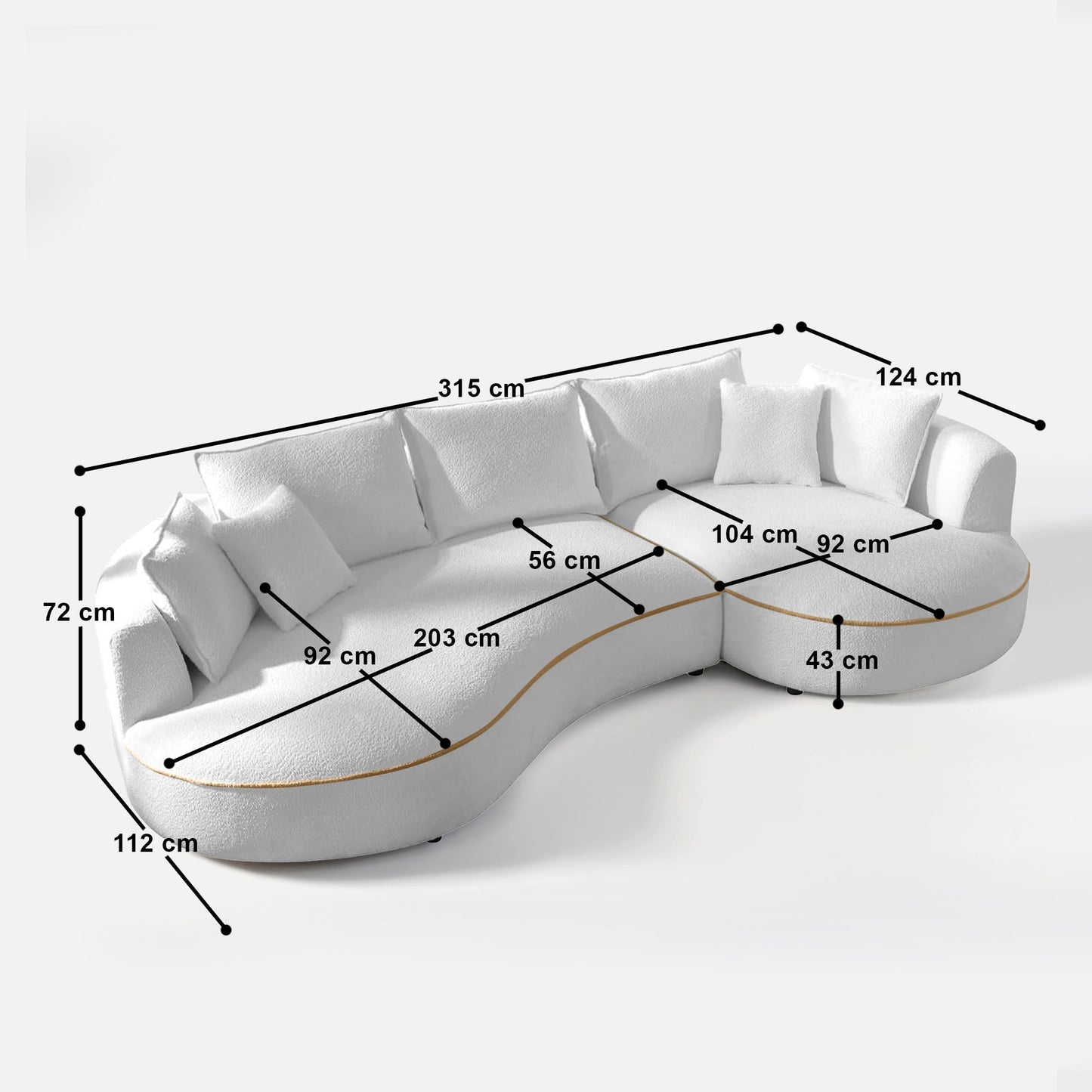 Maria Curvy Sectional Sofa - 124"