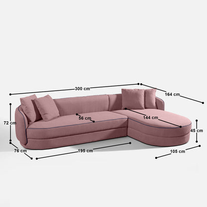 Bianca Curvy Sectional L Shape Sofa - 118"