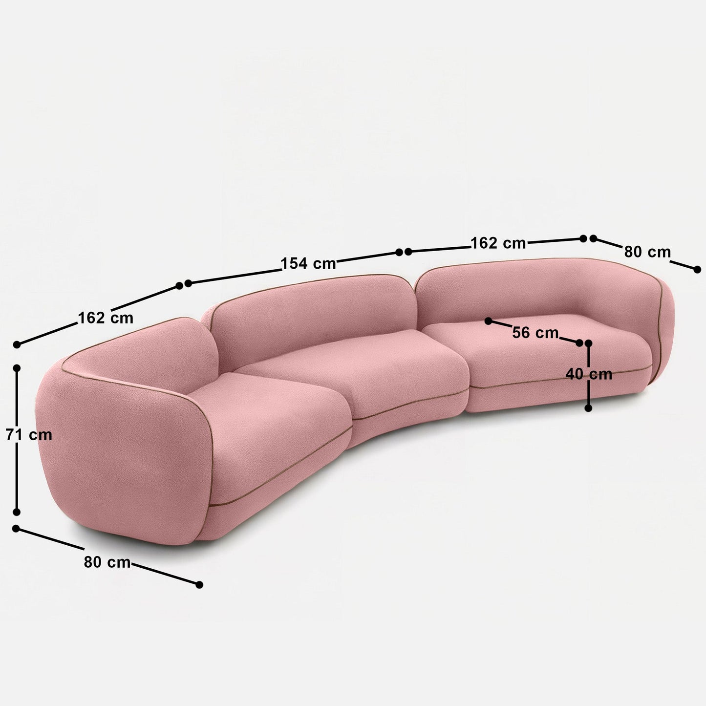 Santiago Curvy Sectional Sofa - 188"