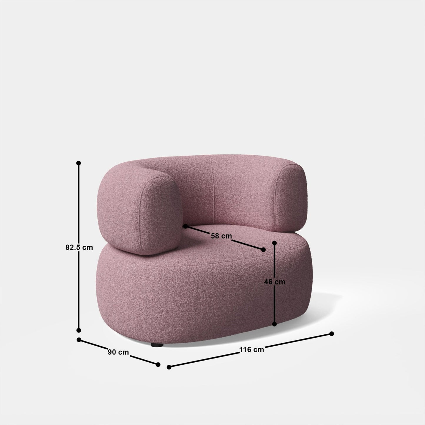 Eliza Curvy 1 Seater Sofa - 46”