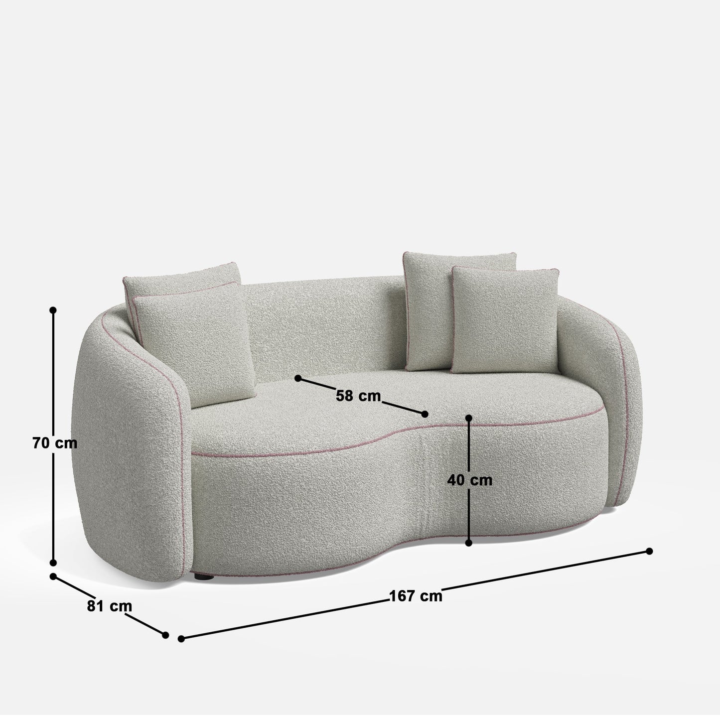 Mateo Curvy 2 Seater Sofa - 66"