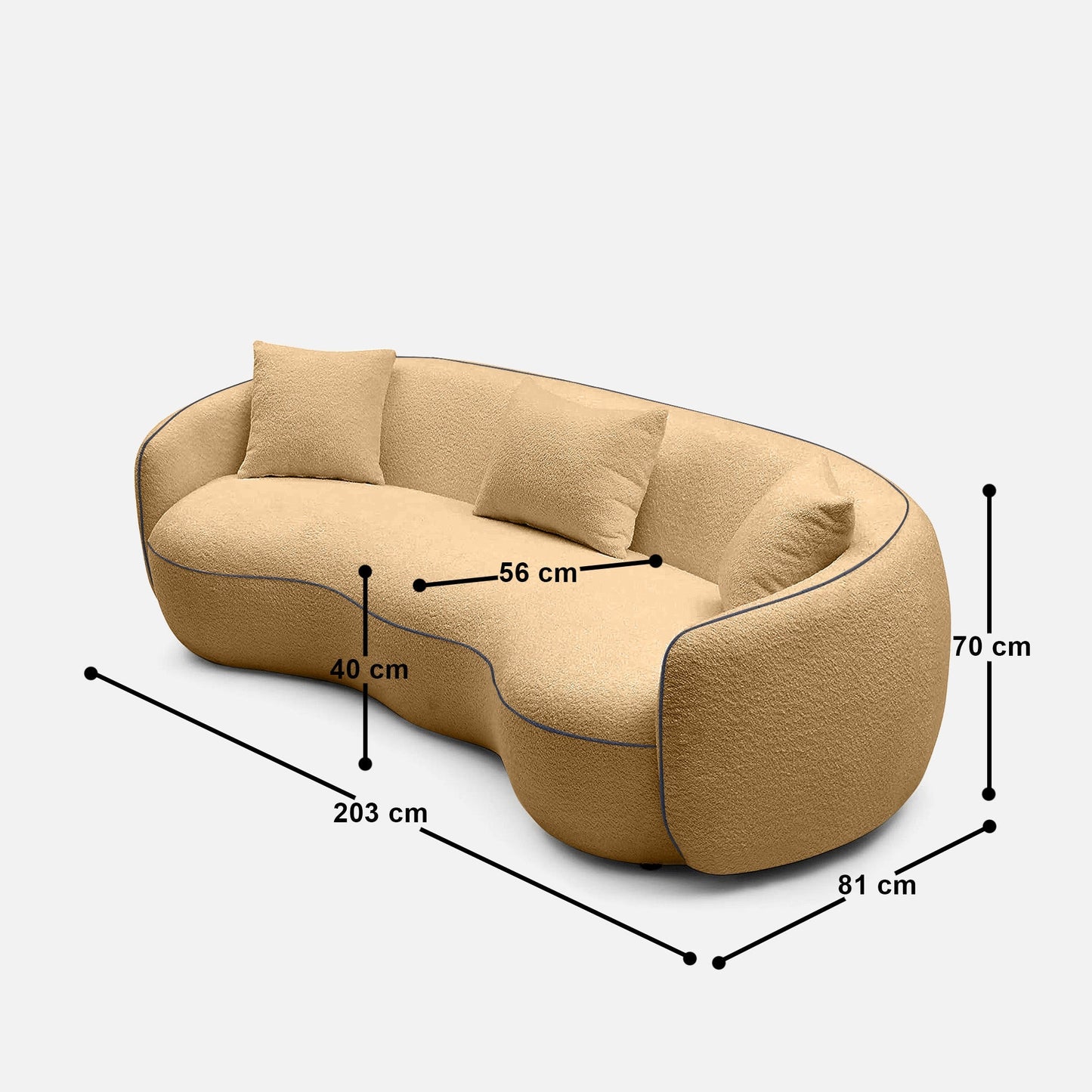 Mateo Curvy 3 Seater Sofa - 84"