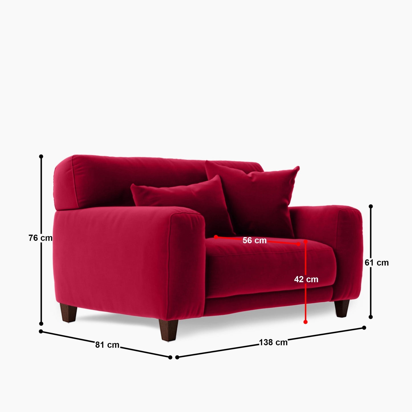 Edith 1 Seater  Love Seat Sofa - 55"