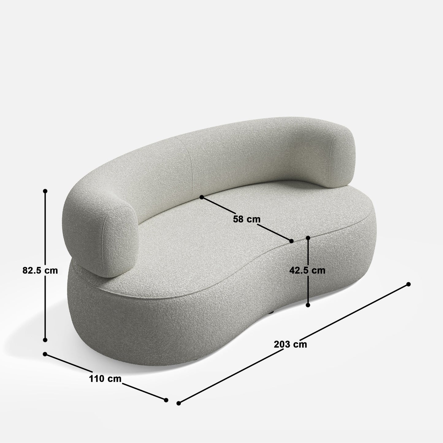 Eliza Curvy 2 Seater - 80"