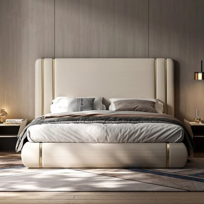 European Luxury Upholstered Bed Without Storage In Suede