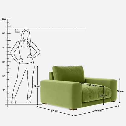 Derek 1 Seater Love Seat Sofa - 55"