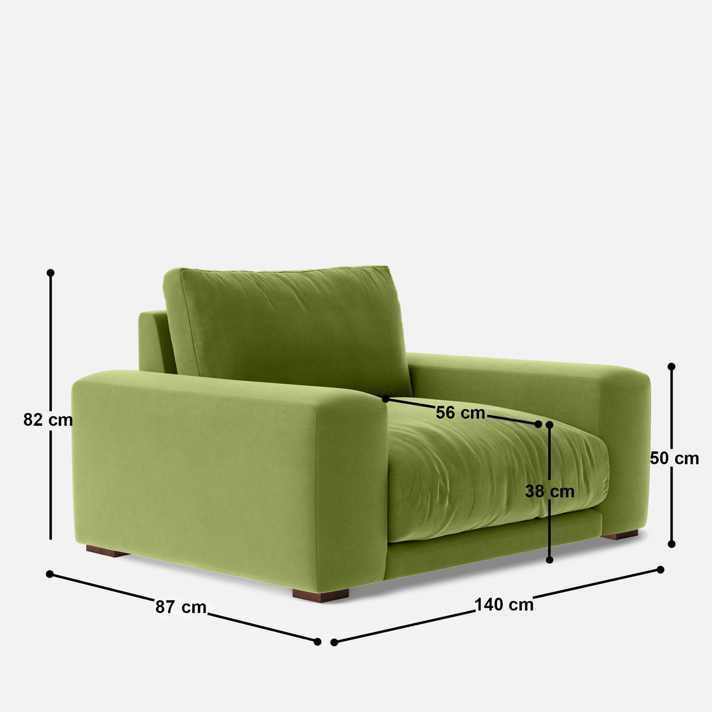 Derek 1 Seater Love Seat Sofa - 55"