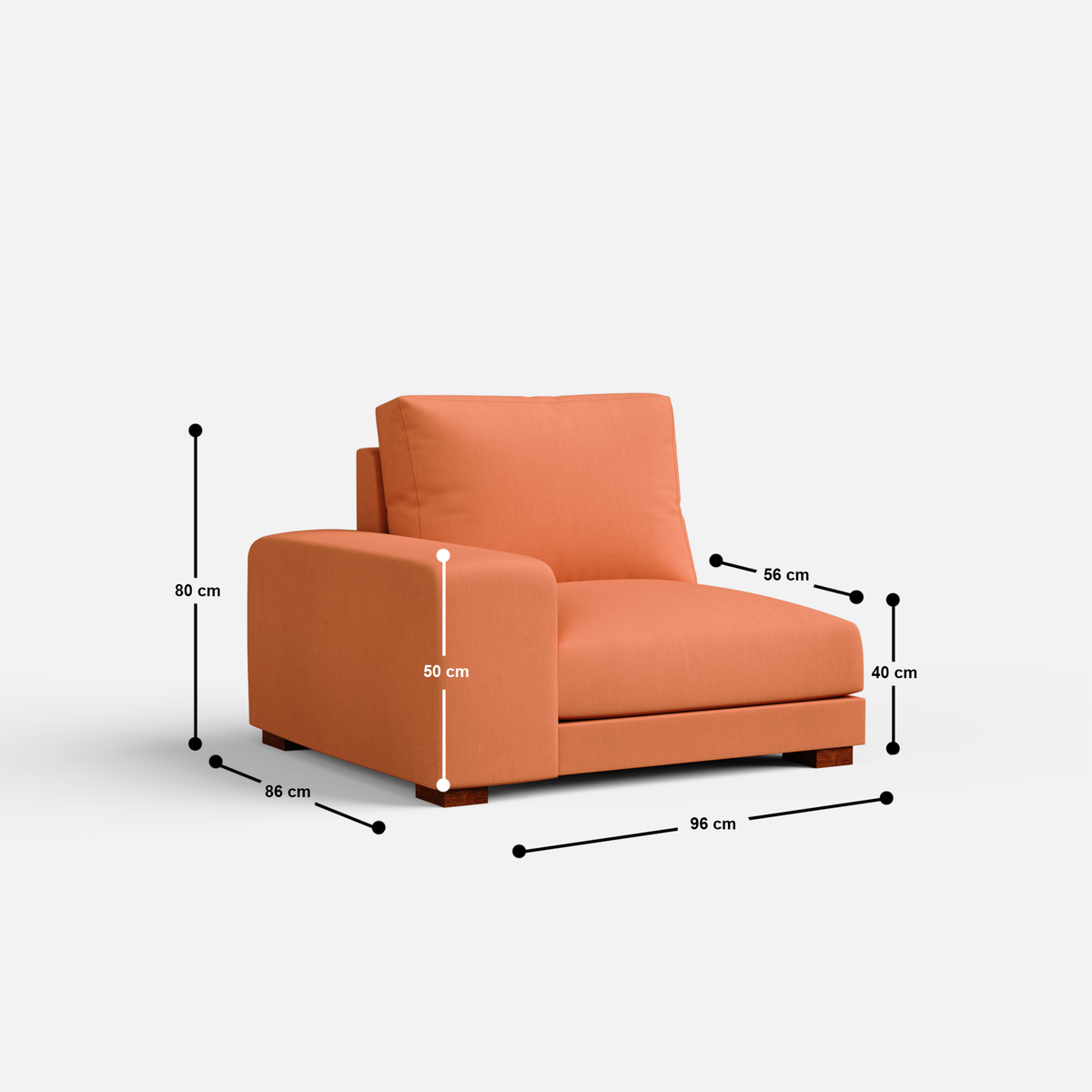 Derek modular right arm 4 seater sofa with ottoman - 133.5" | 62" Left chaise