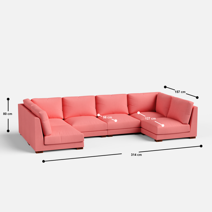 Derek Modular U- Shaped sofa - 62" Left Chaise | 123" Middle | 62" Right Chaise