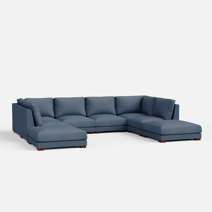 Derek Modular U- Shaped sofa with ottoman - 62" Left Chaise with 34" Ottoman | 123" Middle | 62" Right Chaise with 34" Ottoman