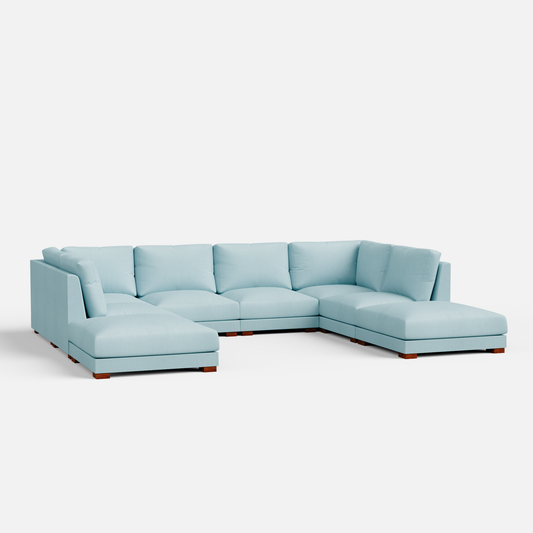 Derek Modular U- Shaped sofa with ottoman - 62" Left Chaise with 34" Ottoman | 123" Middle | 62" Right Chaise with 34" Ottoman