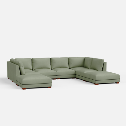 Derek Modular U- Shaped sofa with ottoman - 62" Left Chaise with 34" Ottoman | 123" Middle | 62" Right Chaise with 34" Ottoman