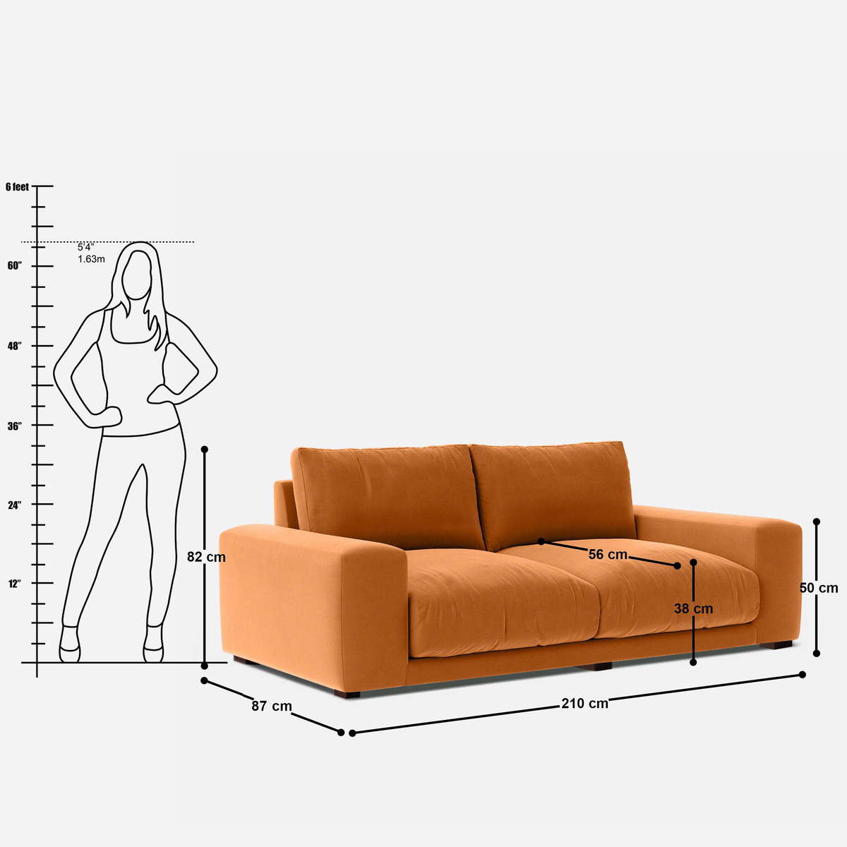 Derek 3 Seater Sofa - 82"