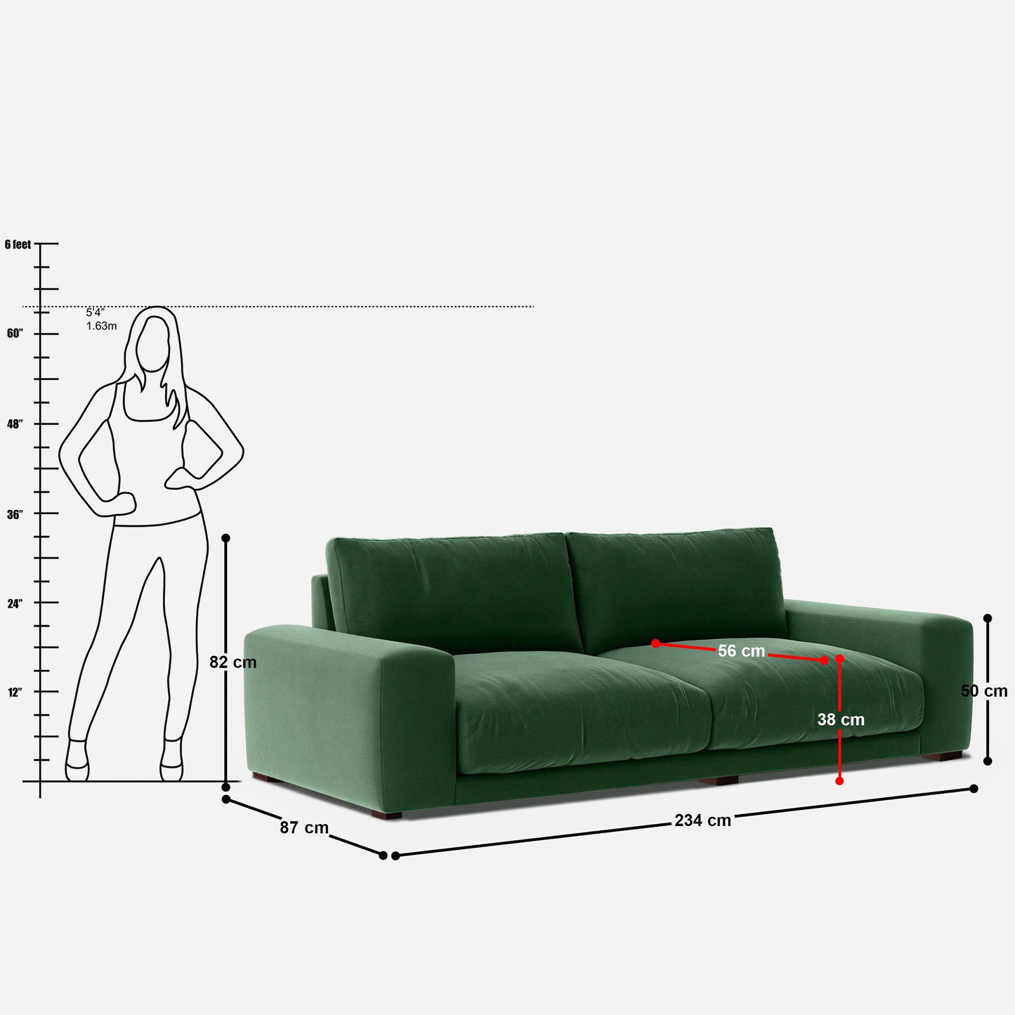 Derek 4 Seater Sofa - 92"