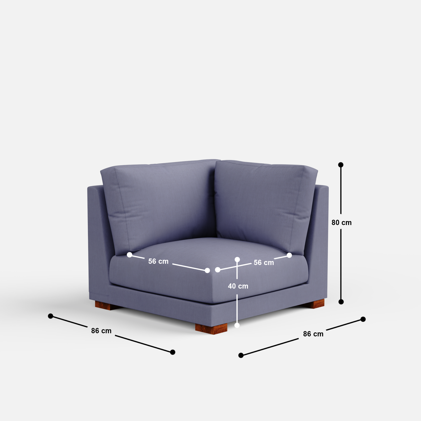 Derek modular right arm 3 seater sofa with ottoman - 133.5"