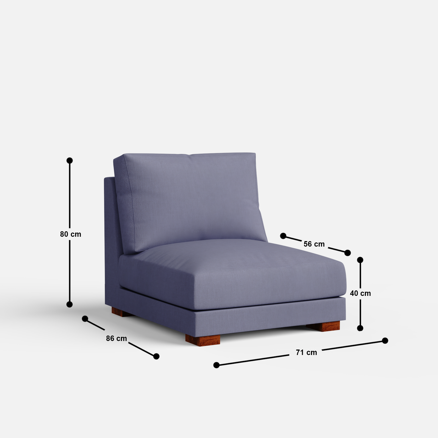 Derek modular right arm 3 seater sofa with ottoman - 133.5"