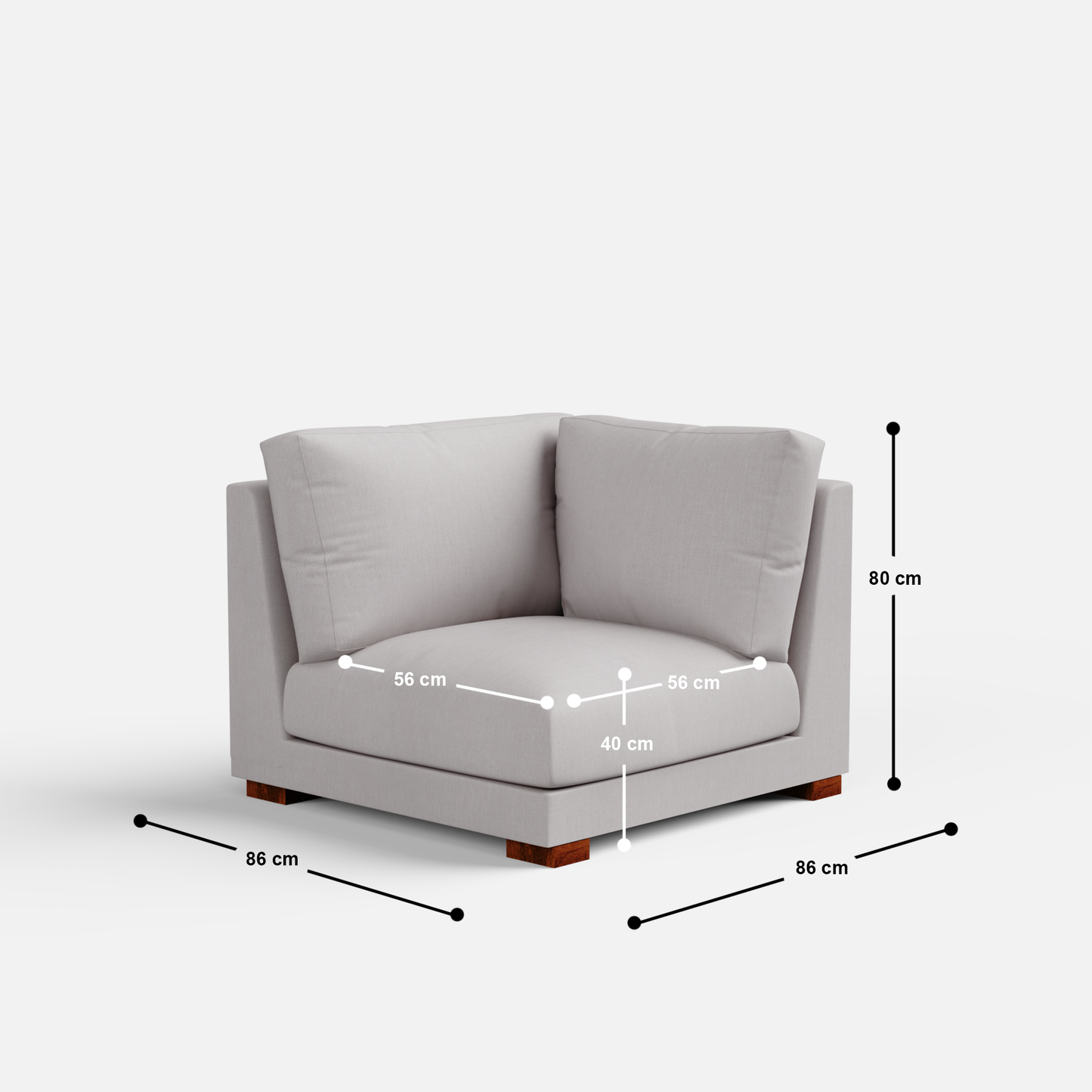 Derek modular right arm 5 seater sofa with ottoman - 127.5" | 61.6" Left chaise with 34" Ottoman